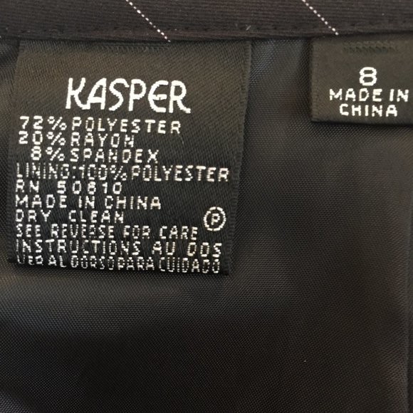 Kasper 2 pc Black Pinstripe Skirt Suit Sz 8 - Picture 9 of 9
